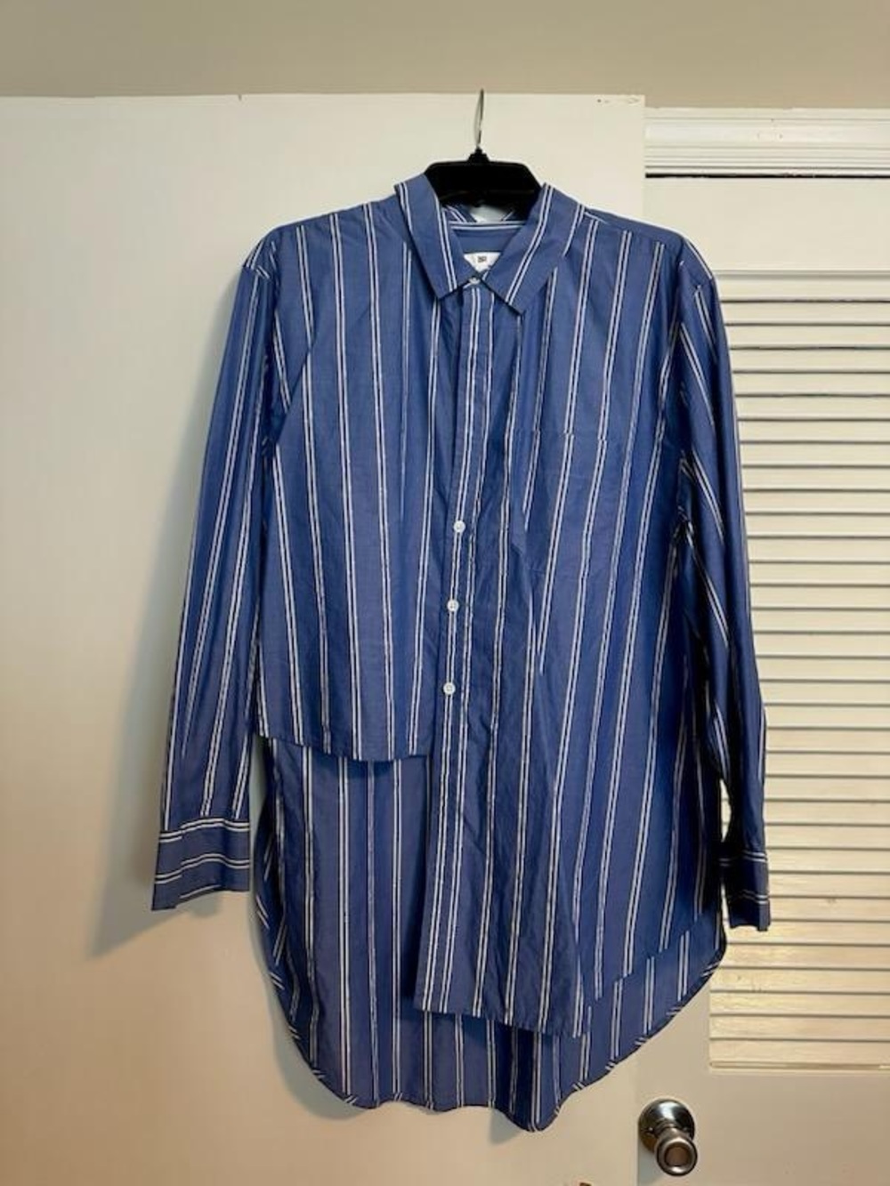 BP. by Nordstrom Asymmetrical Dark Blue White Button Down Shirt Top M